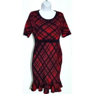 Nina Leonard Womens Red Sweater Dress SIze Small Mermaid Office Bodycon Cocktail